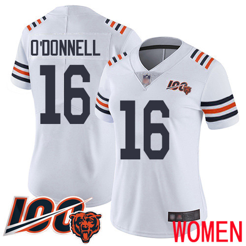 Chicago Bears Limited White Women Pat O Donnell Jersey NFL Football #16 100th Season->youth nfl jersey->Youth Jersey